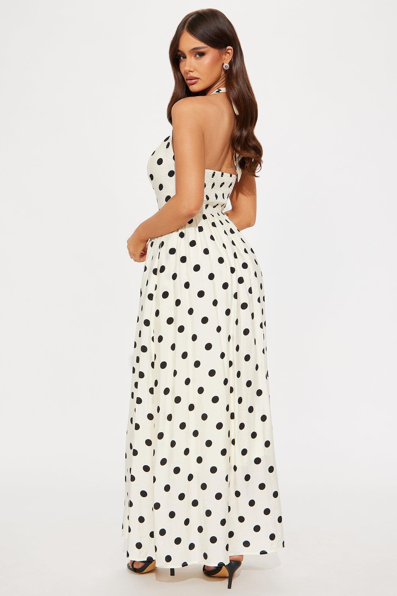 Clara Polka Dot Maxi Dress - Cream/combo Female Product Image