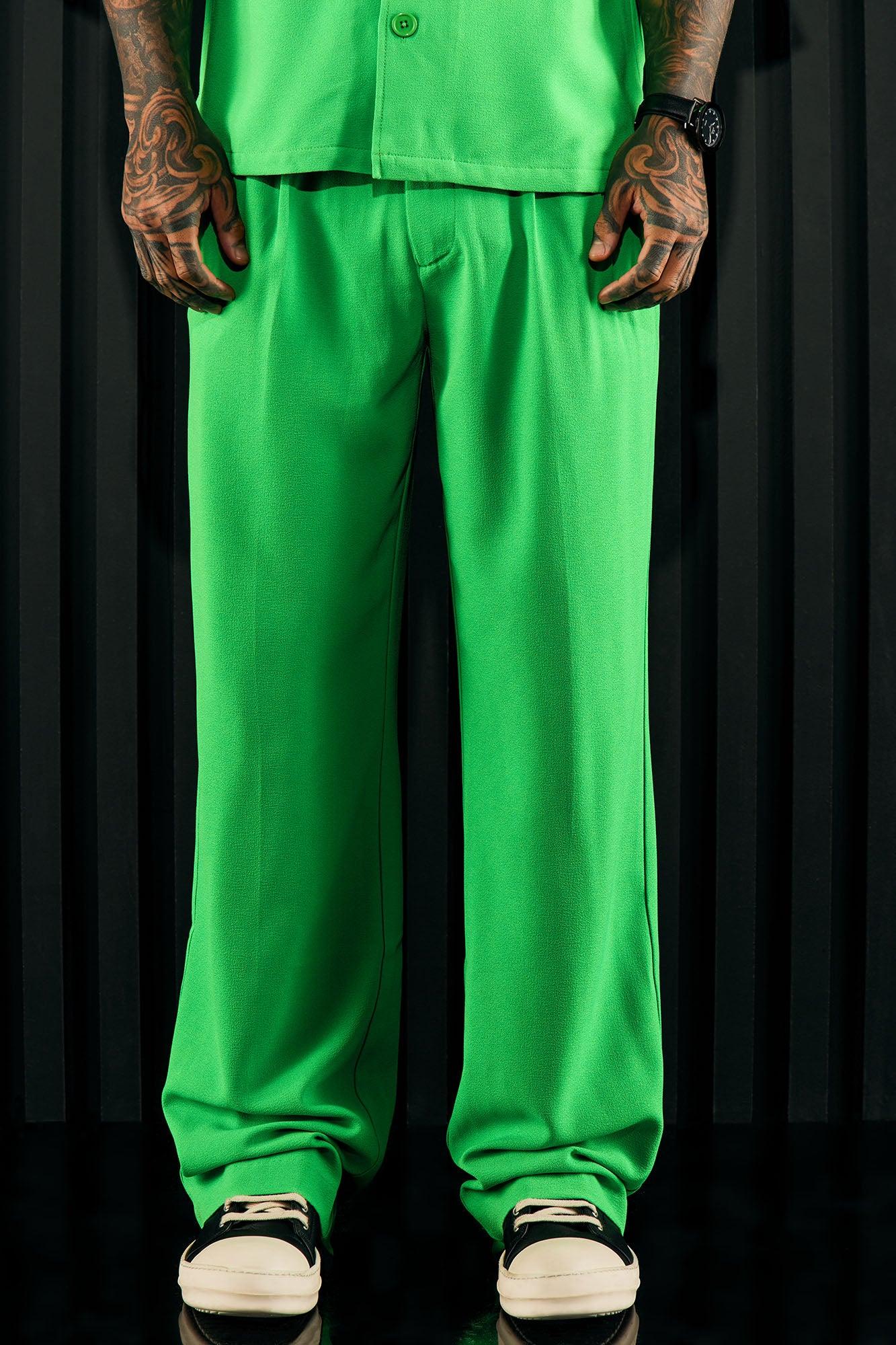 Golden Hour Pleated Loose Trousers - Green Product Image