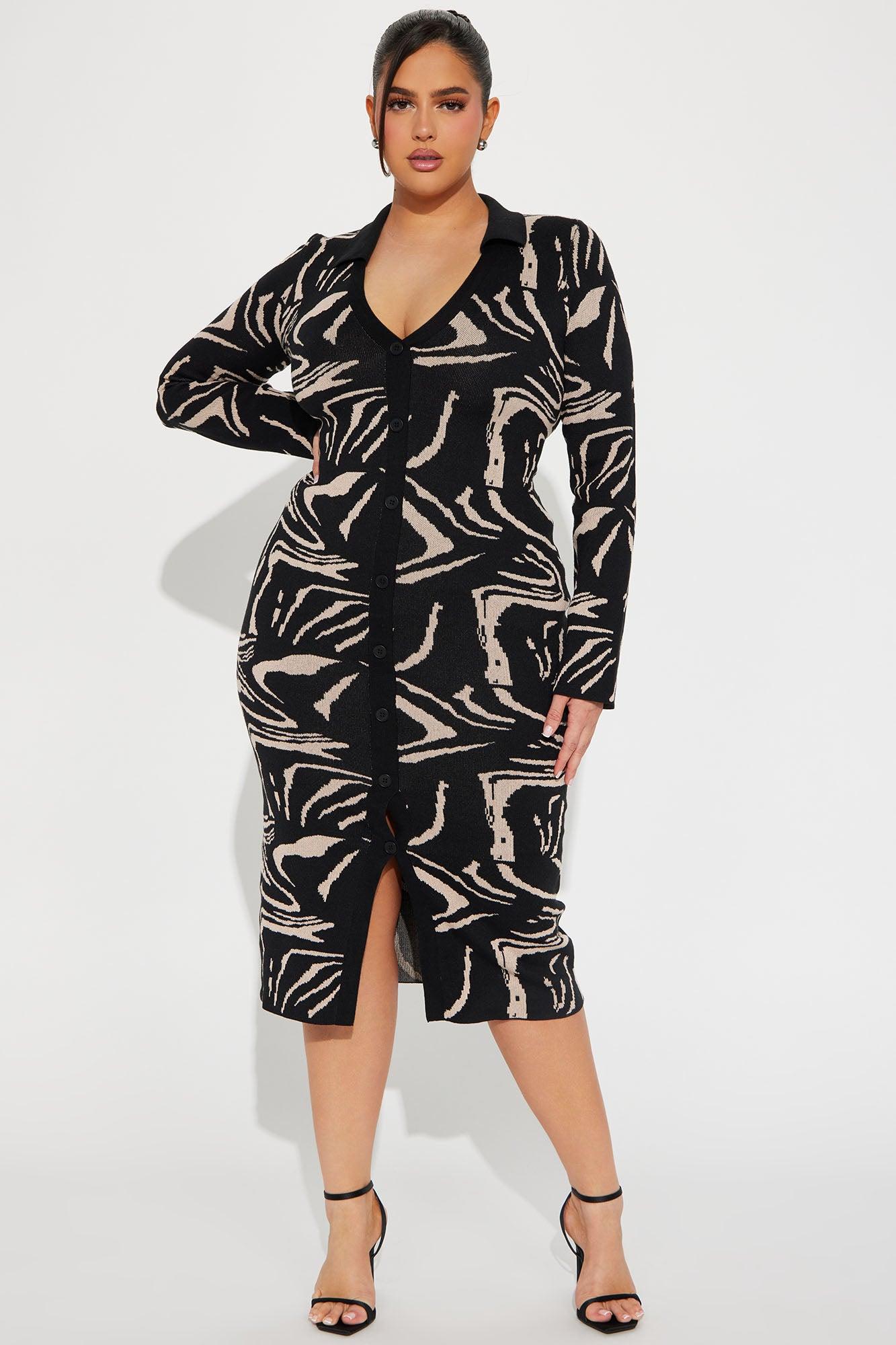 Mia Sweater Midi Dress - Black/combo Female Product Image