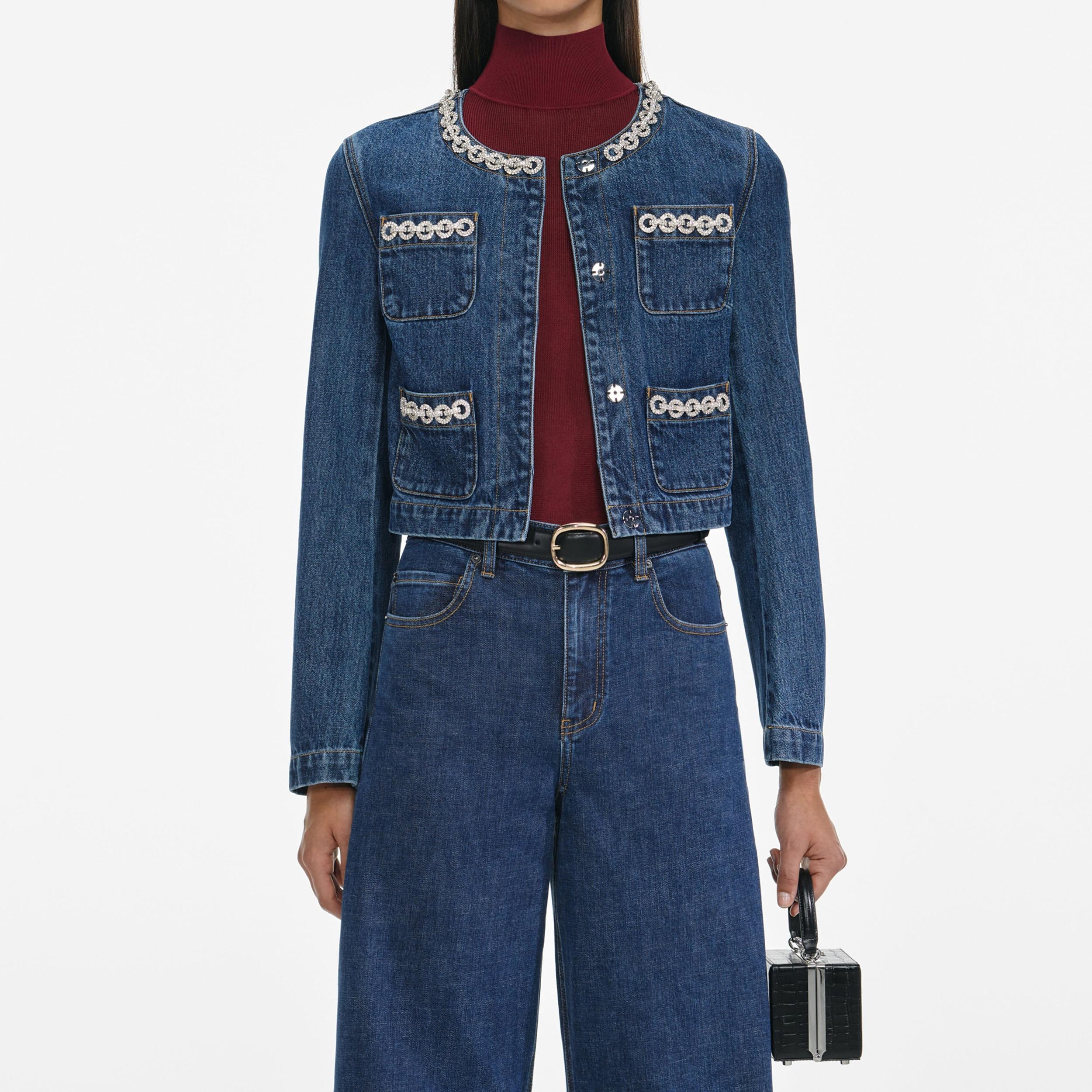 Crystal Trim Denim Jacket Product Image