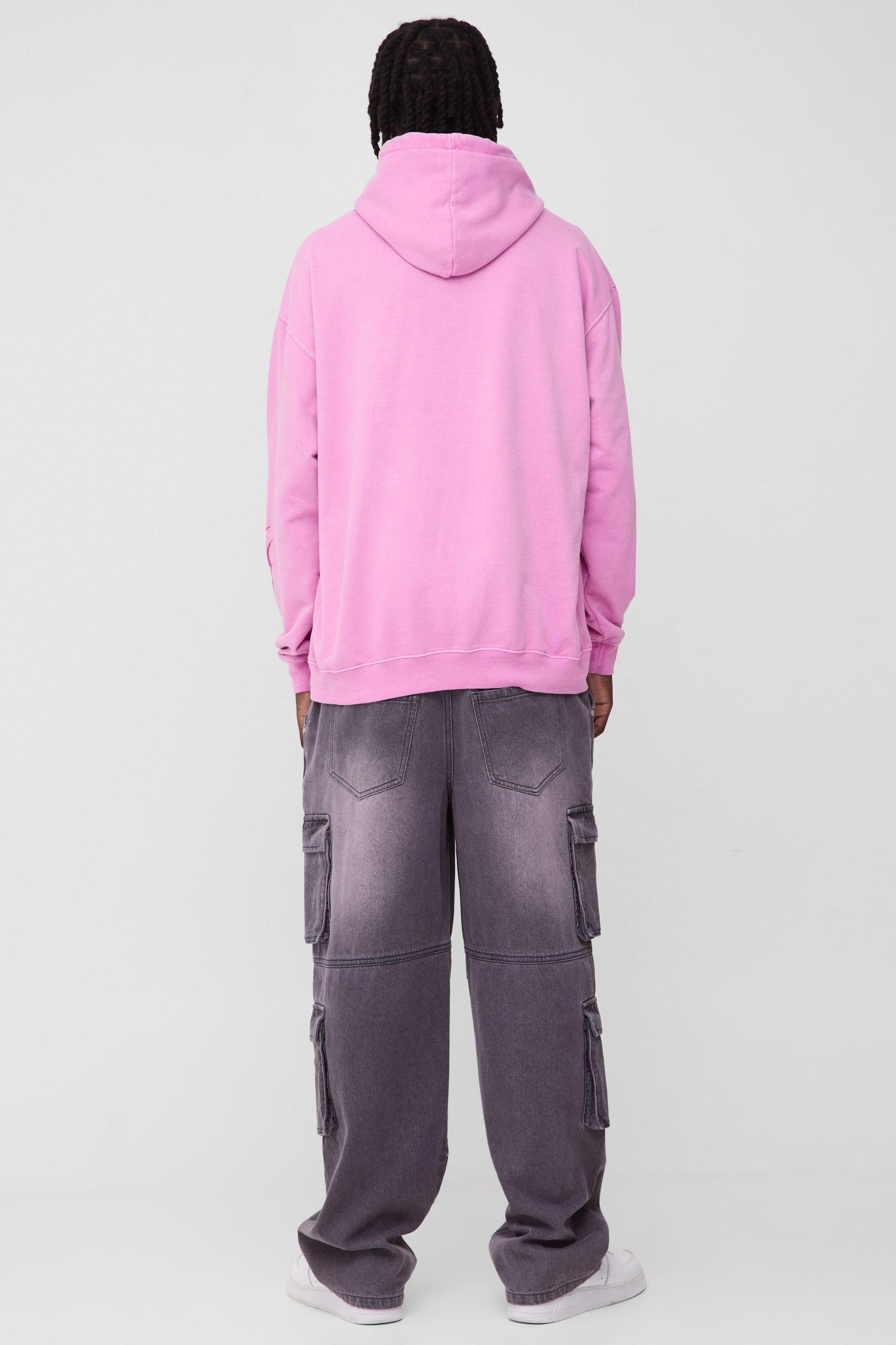 Oversized Gothic Graphic Washed Hoodie | boohooMAN USA Product Image