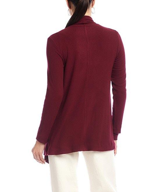 Karen Kane Petite Size Brushed Ribbed Draped Long Sleeve Open Front Cardigan Product Image