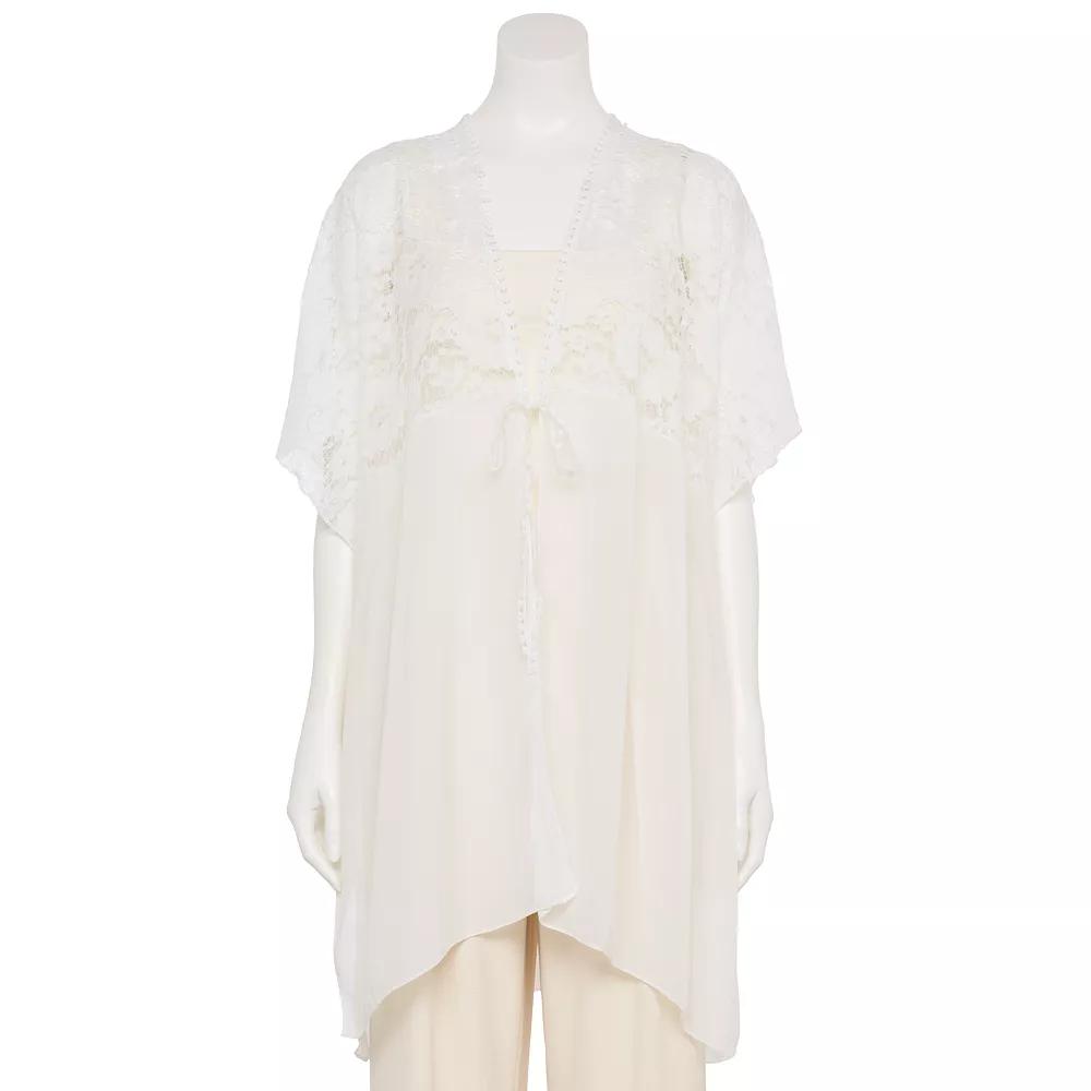Women's CHARLOTTE DANIEL Laced Bust Kimono, White Product Image