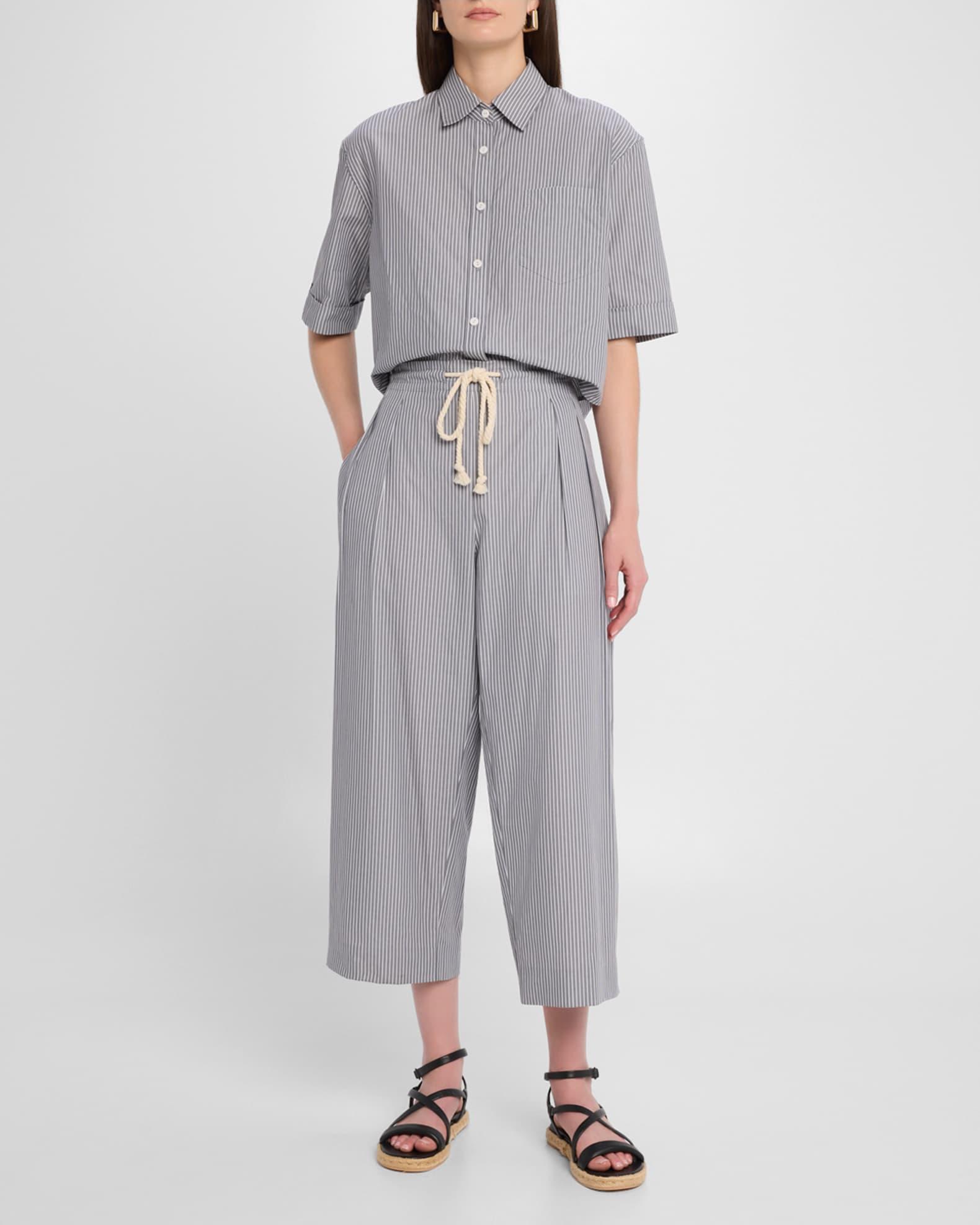 Railroad Stripe Pleated Drawstring Pants Product Image
