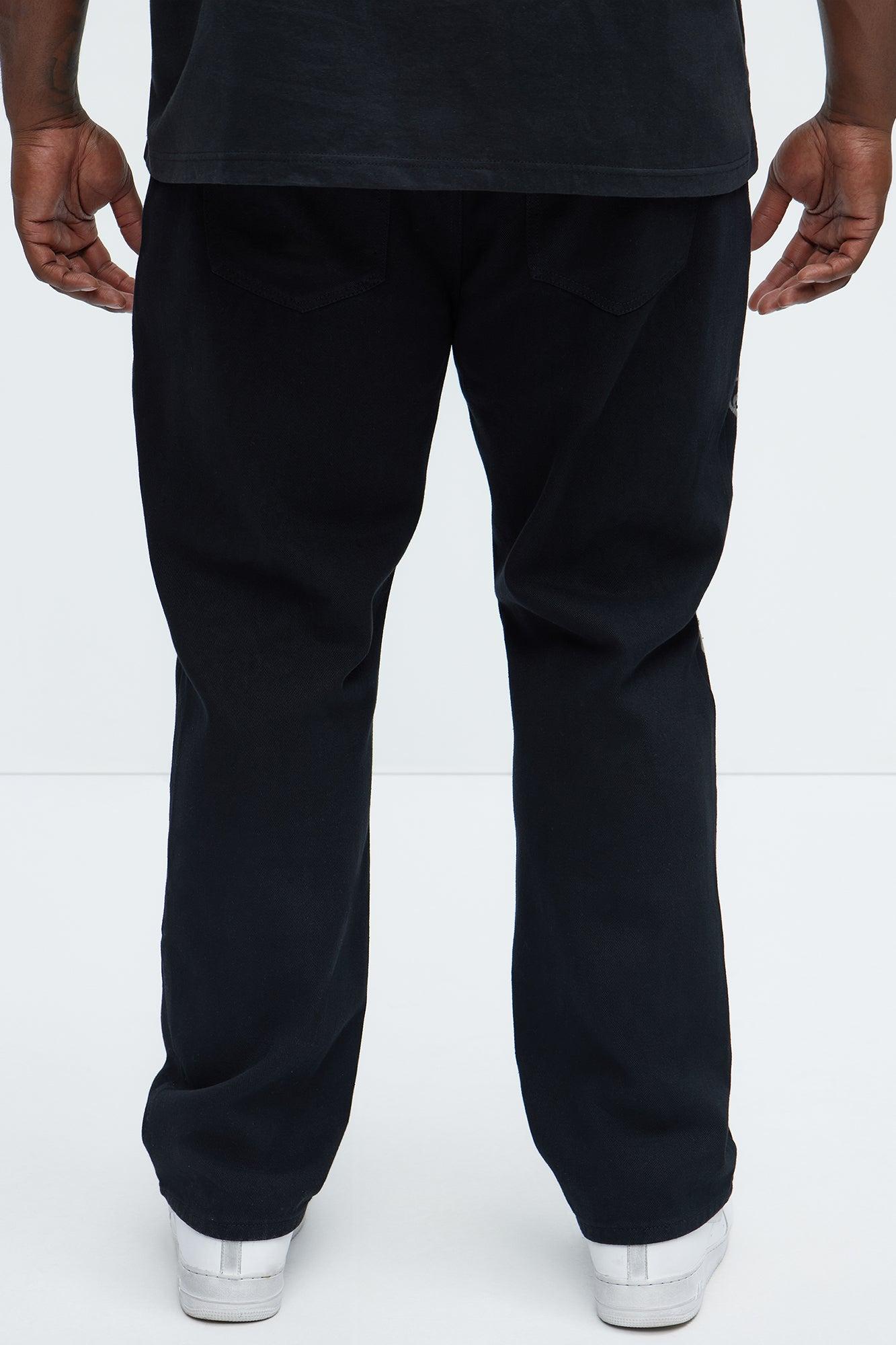 Kurt Rhinestone Embroidered Slim Jeans - Black Product Image