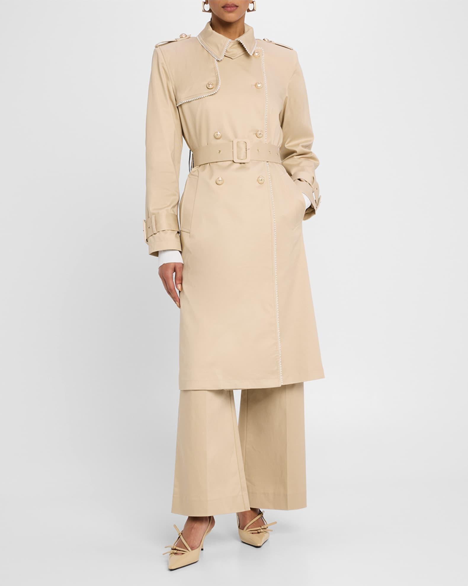 Vanna Pearl-Trim Trench Coat Product Image