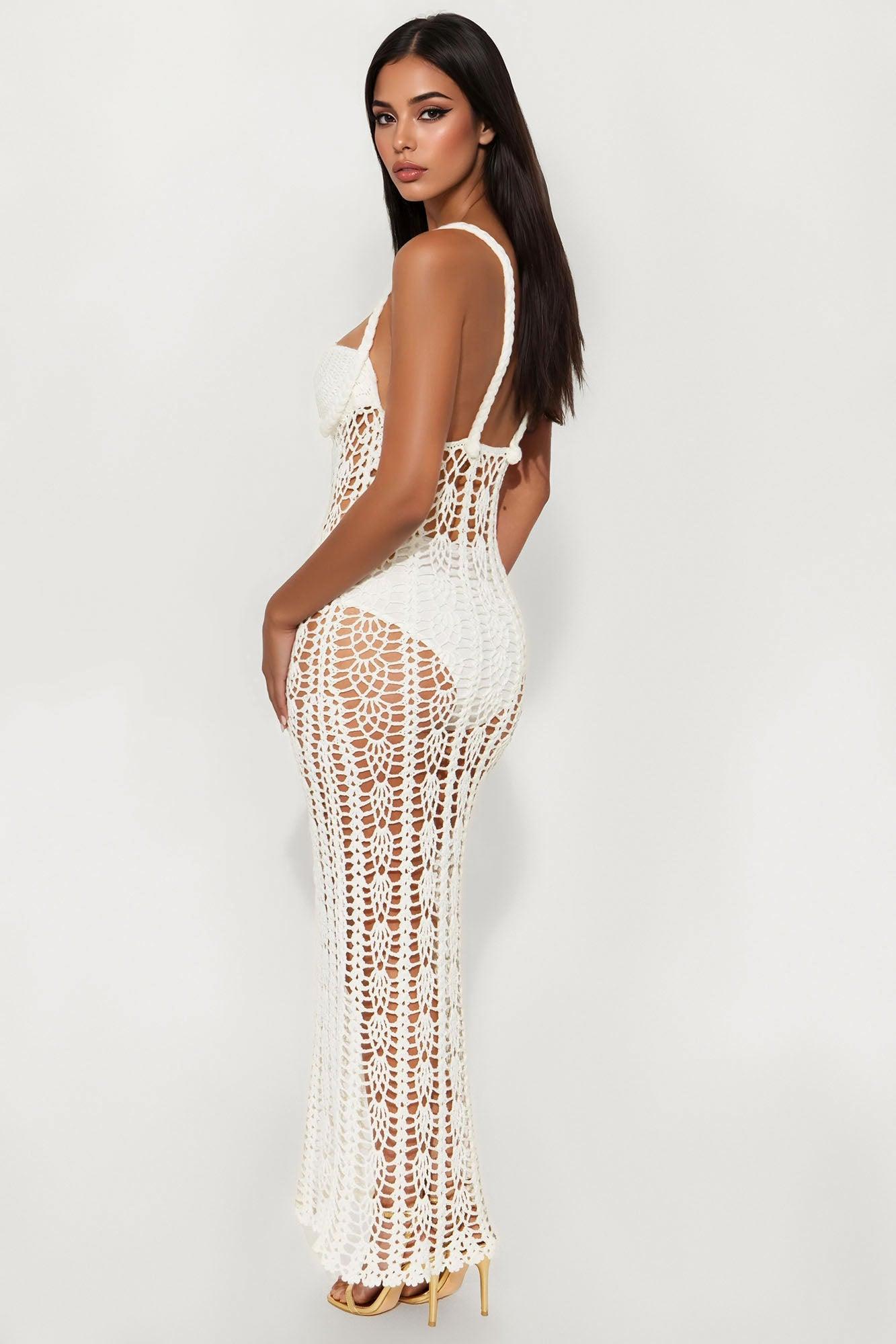 Amber Crochet Maxi Dress - Off White Female Product Image
