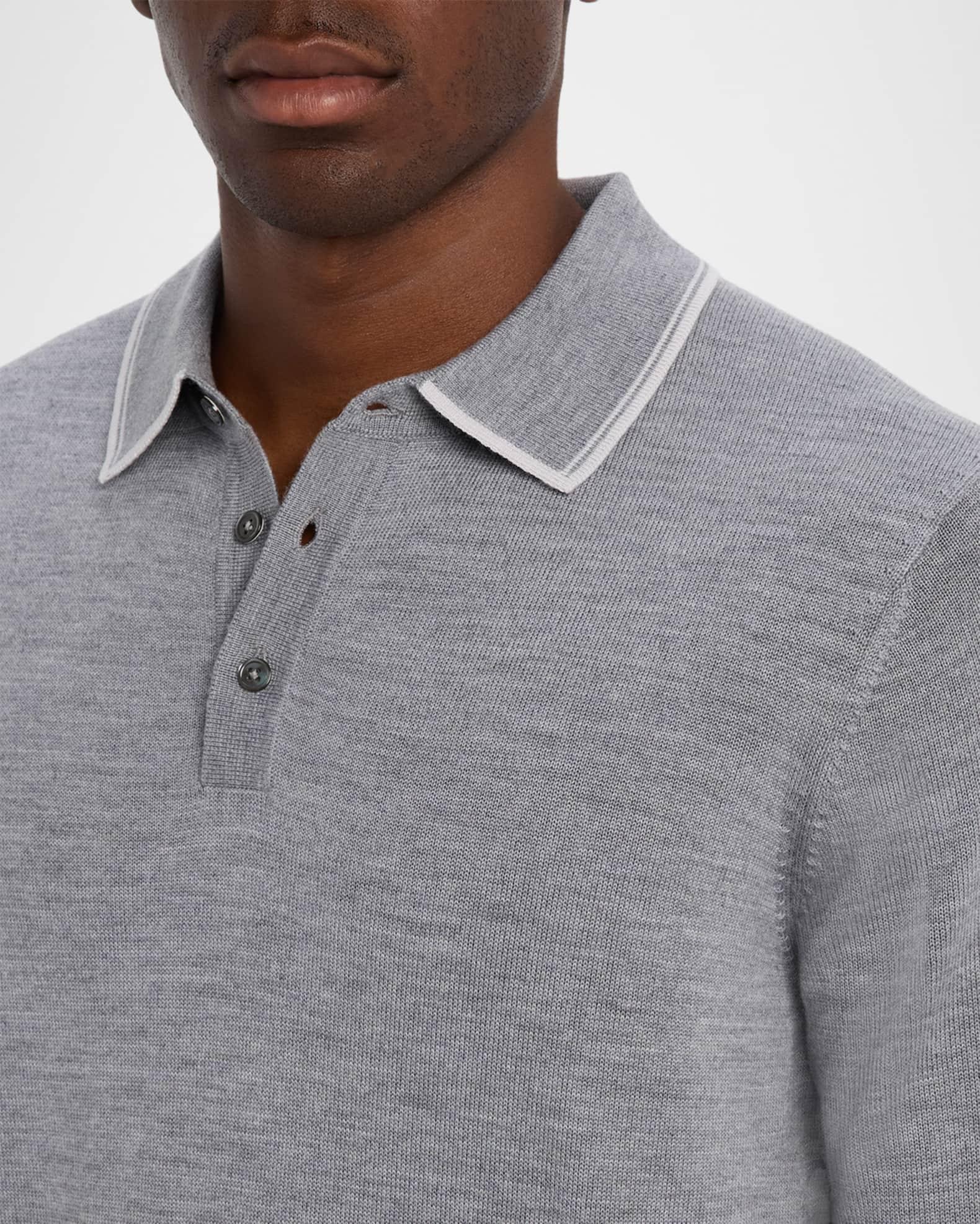 Men's Merino Wool Tipped-Collar Polo Sweater Product Image