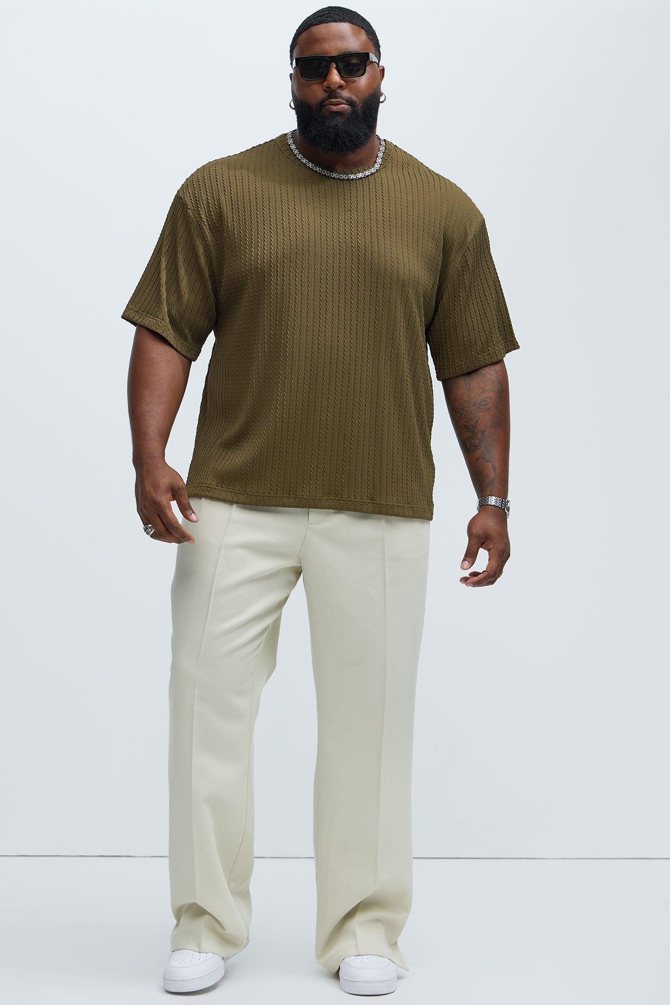 Rope Textured Relaxed Tee - Olive Product Image