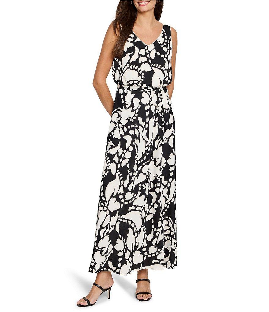 NIC + ZOE Bianca Evening Petal Blouson V-Neck Sleeveless Maxi Dress Product Image
