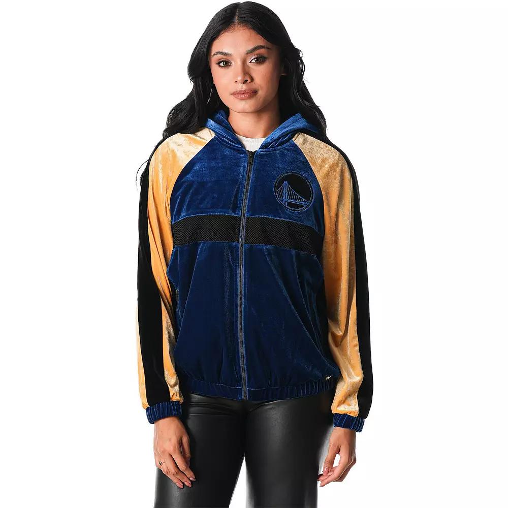 Women's The Wild Collective Blue Golden State Warriors Velour Full-Zip Track Jacket Hoodie, Size: XL Product Image