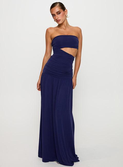 Grandeur Strapless Maxi Dress Navy Product Image