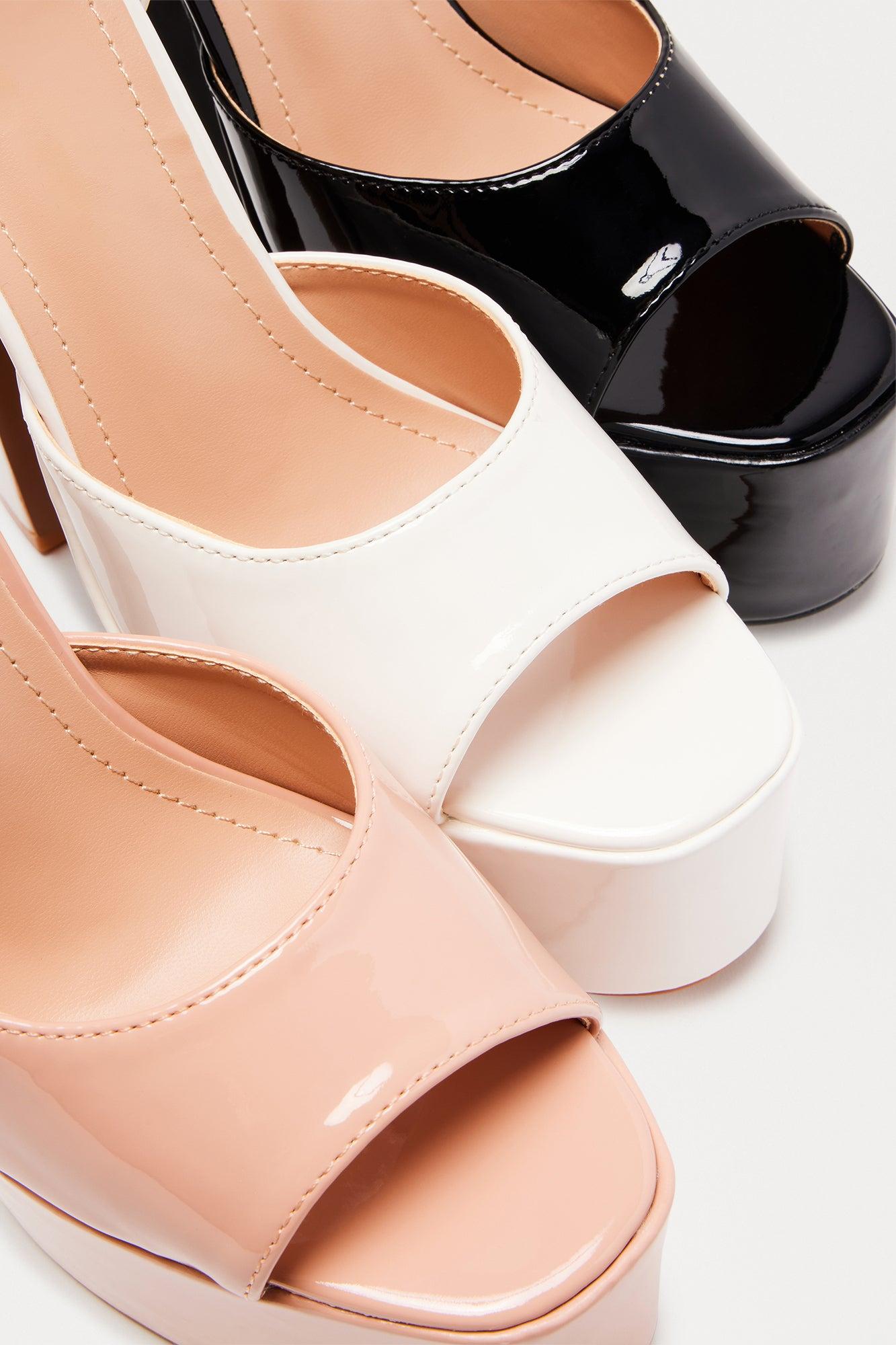 Wilma Peep Toe Platform Heels - Black Product Image