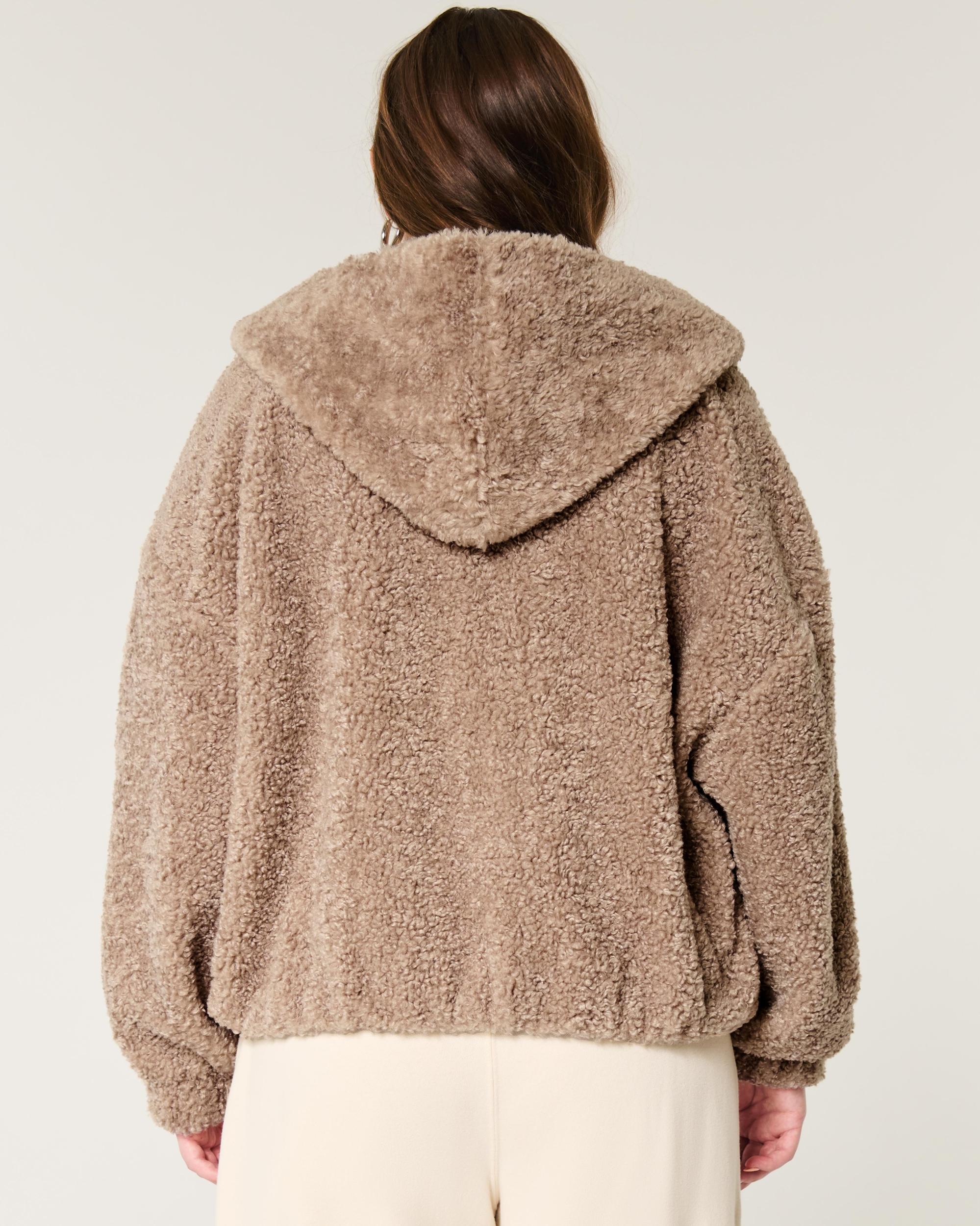Curly Faux Fur Zip-Up Jacket Product Image