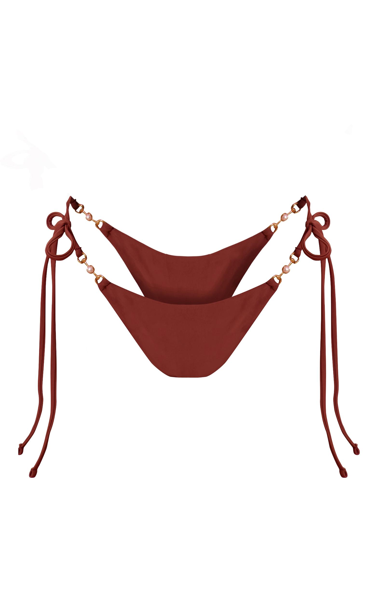  Bronze Trim Detail Tie Side Bikini Bottoms Product Image