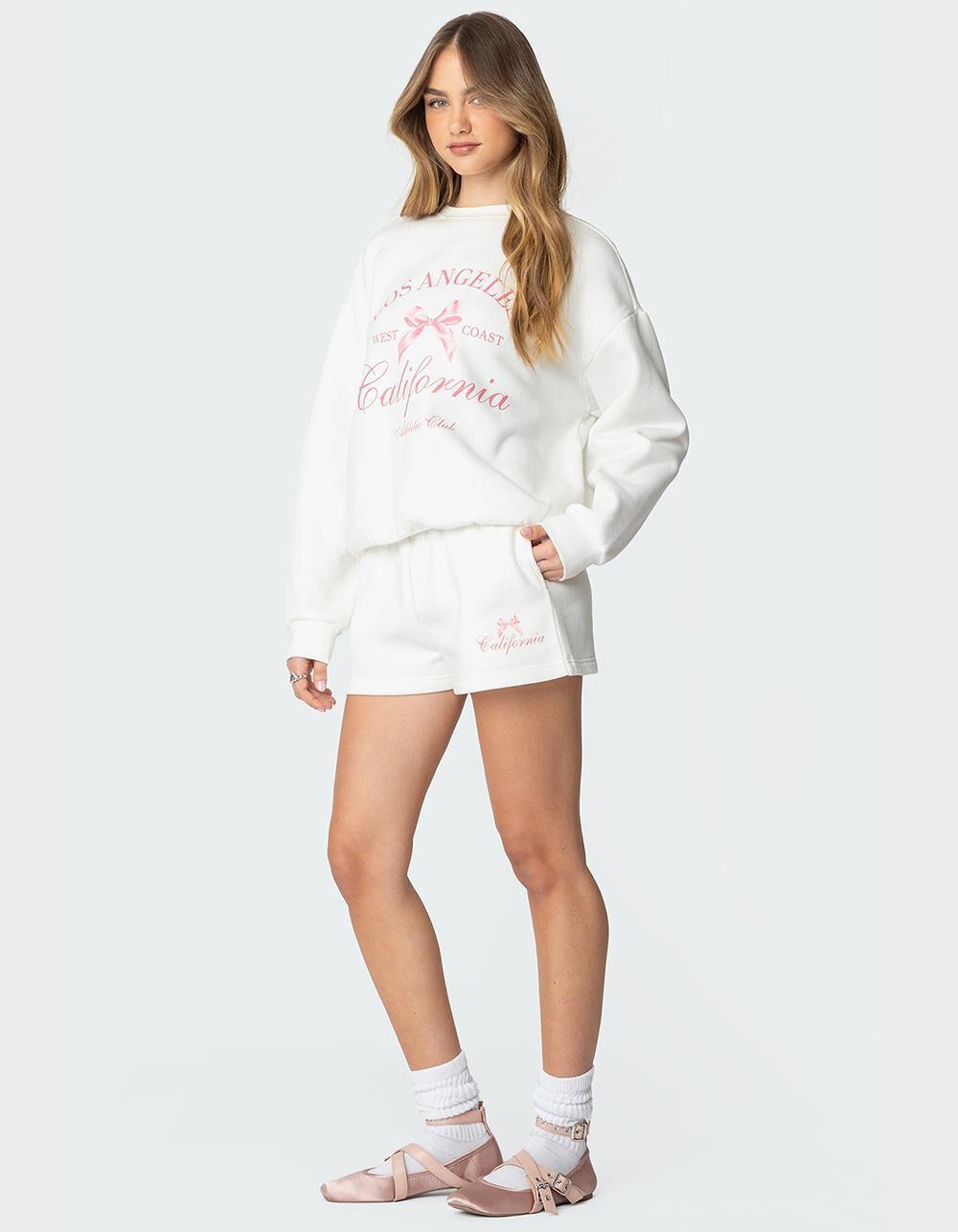 EDIKTED Cali Bow Sweatshirt - WHITE Product Image