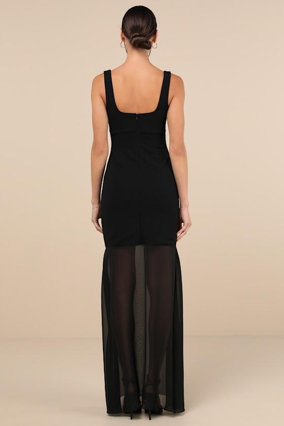 Sincerely Exemplary Black Sleeveless Trumpet Hem Maxi Dress Product Image