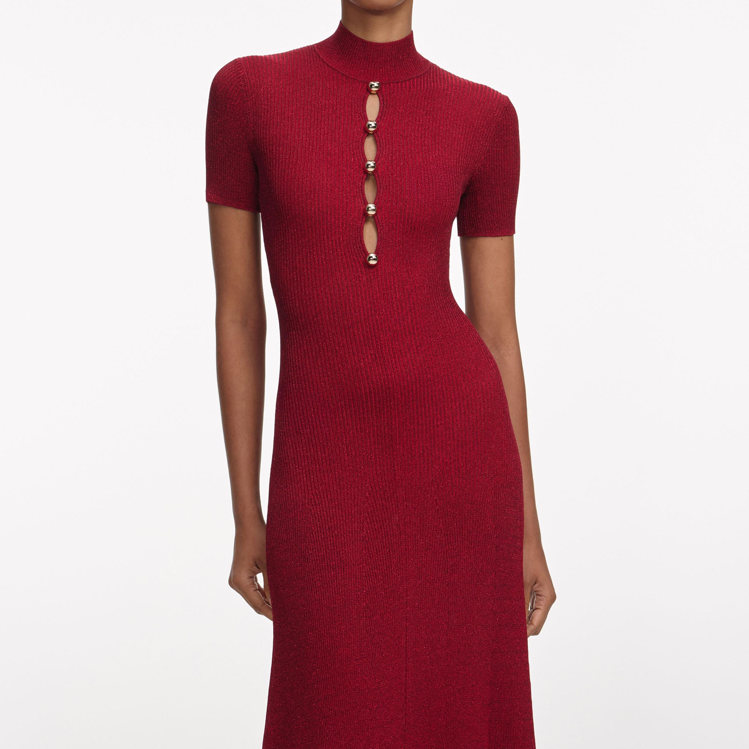 Red Lurex Knit Maxi Dress Product Image