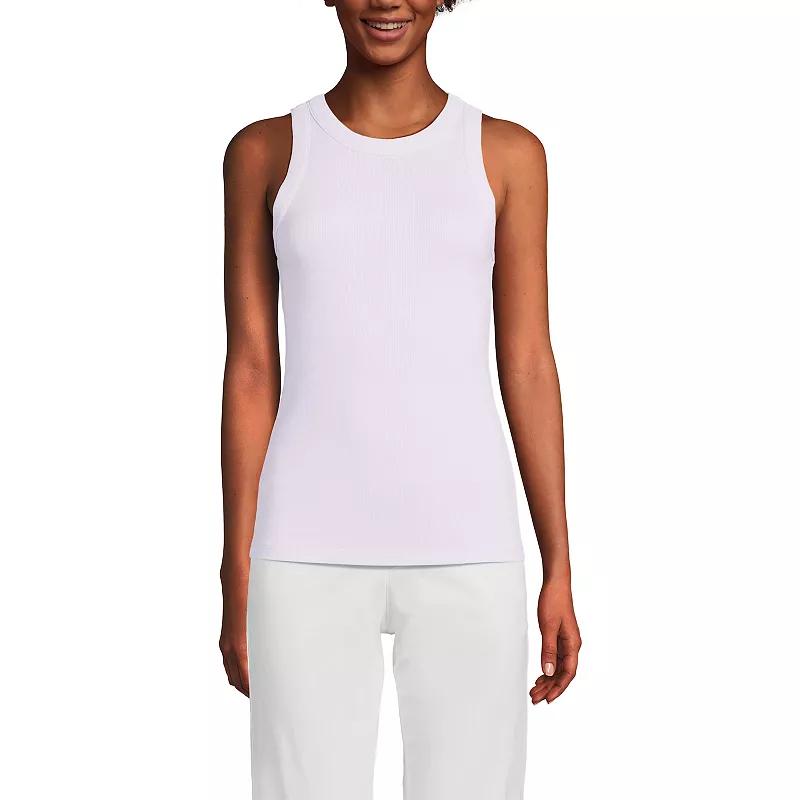 Women's Lands' End Crew Neck Tank Top, Size: XL, White Product Image