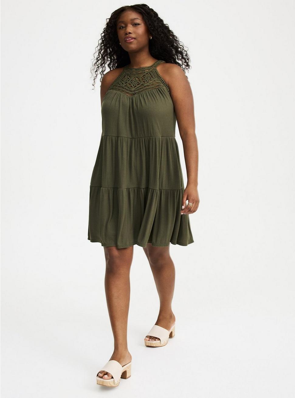 High-Neck Crochet Mini Dress Product Image