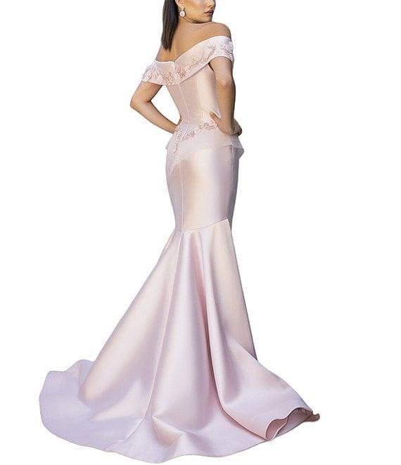 Terani Couture 3D Flower Beaded Off The Shoulder Dress Product Image