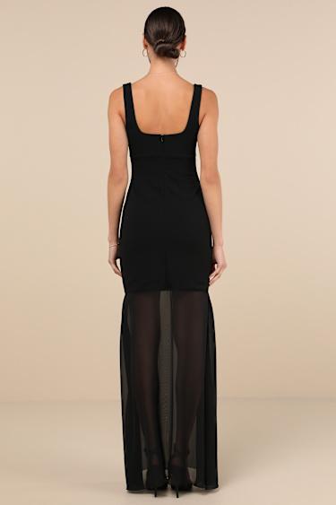 Sincerely Exemplary Black Sleeveless Trumpet Hem Maxi Dress Product Image