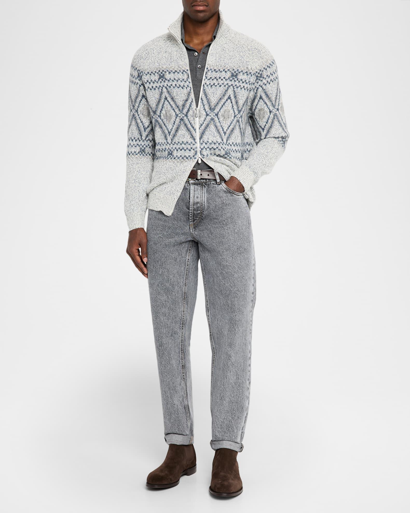 Men's Straight-Leg Grey Denim Jeans Product Image