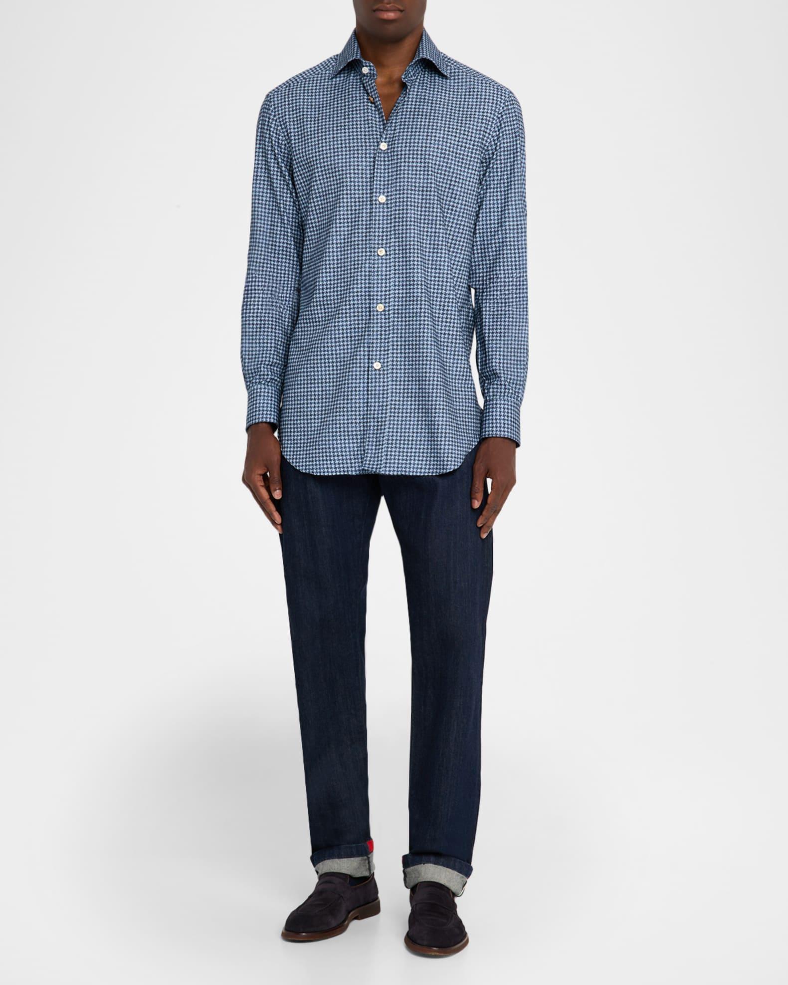 Men's Cotton Houndstooth Classic-Fit Sport Shirt Product Image