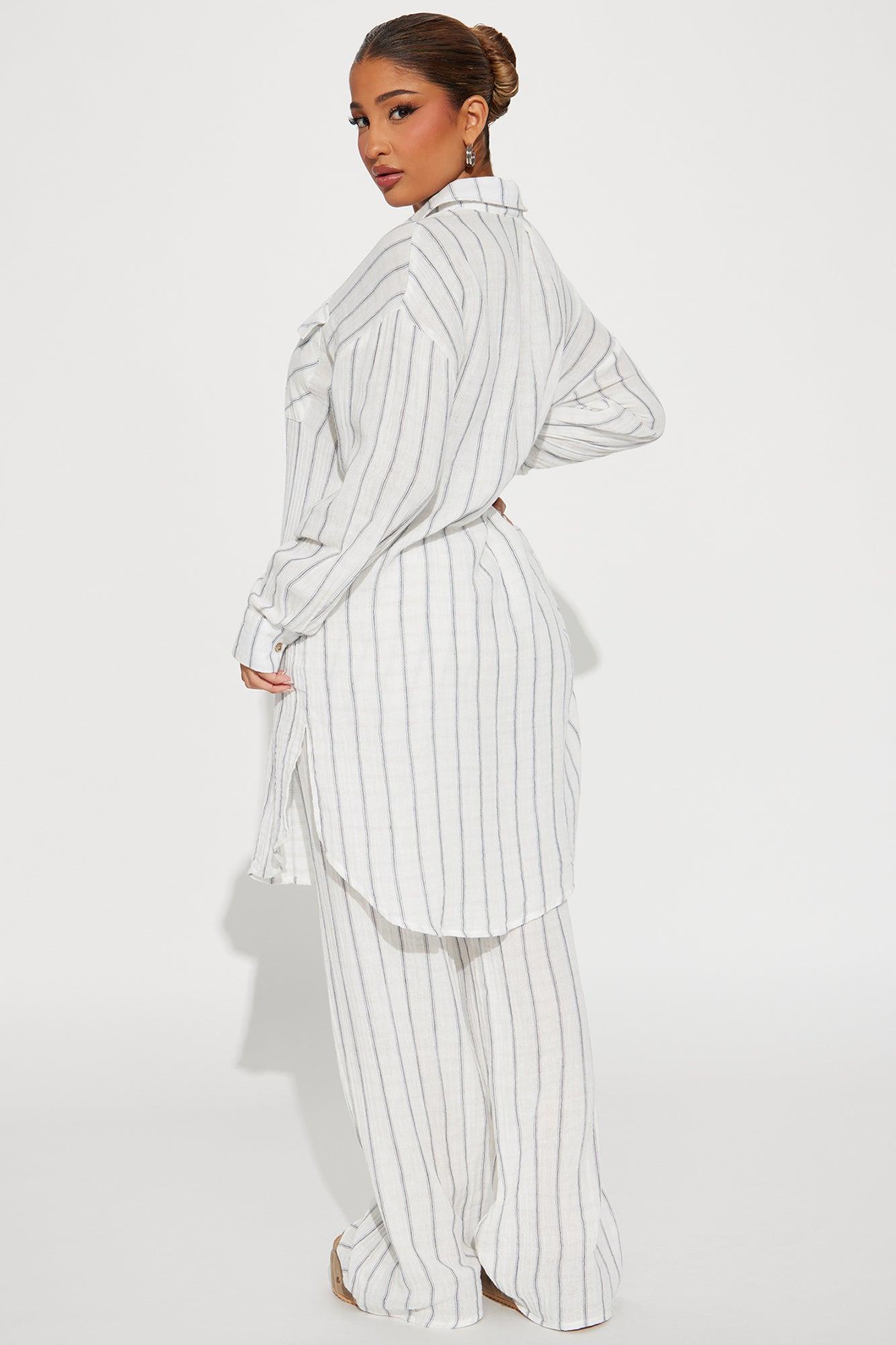 The Perfect Striped Pant Set - White/combo Product Image