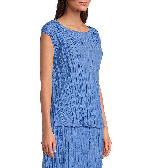 Eileen Fisher Crushed Silk Ballet Neck Cap Sleeve Coordinating Top Product Image