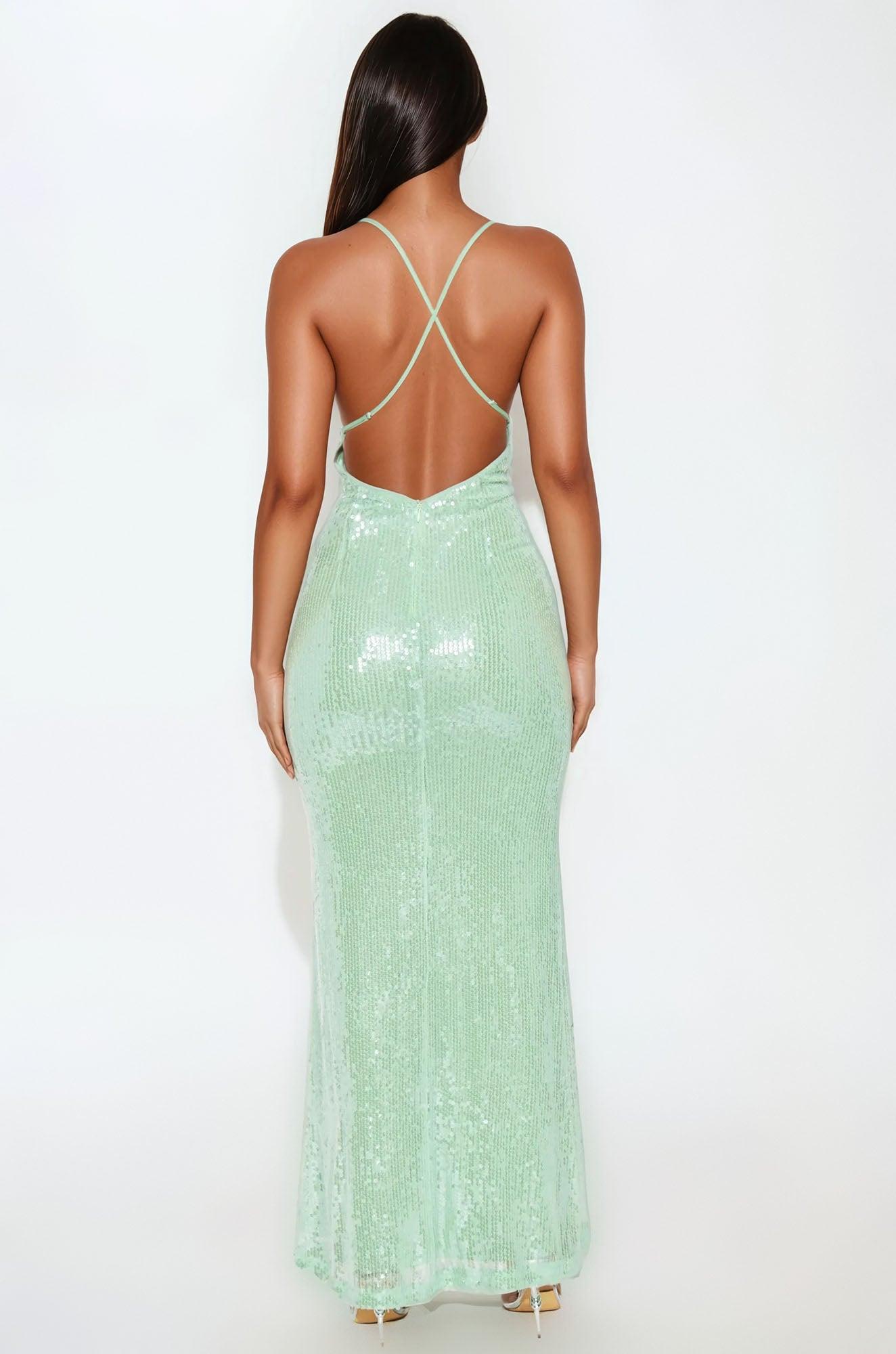 Kiara Sequin Maxi Dress - Mint Female Product Image