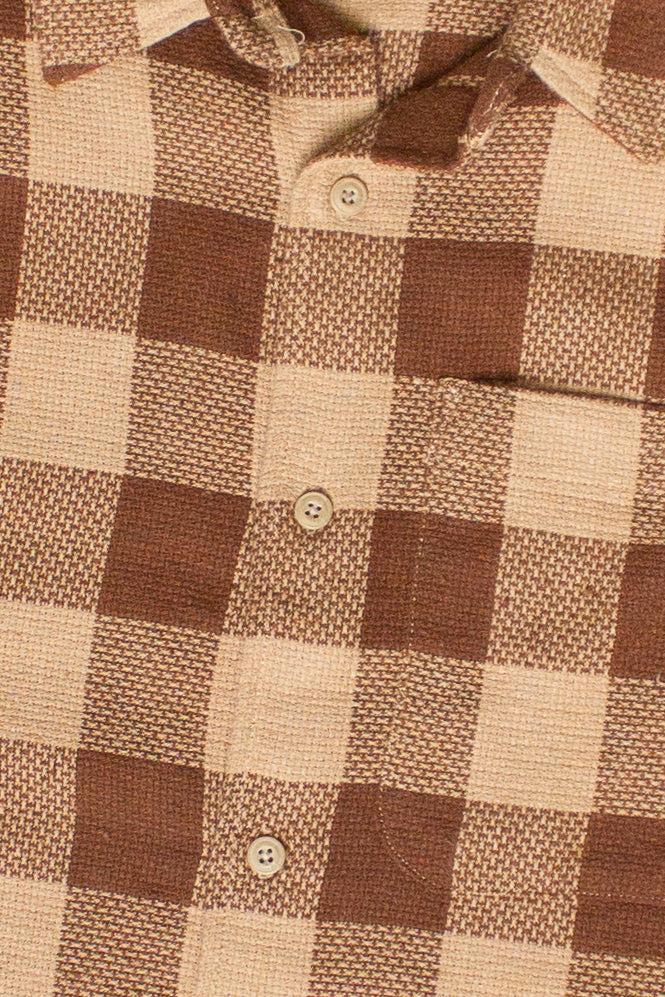 Brown Check Woven Knit Button Up Shirt Product Image