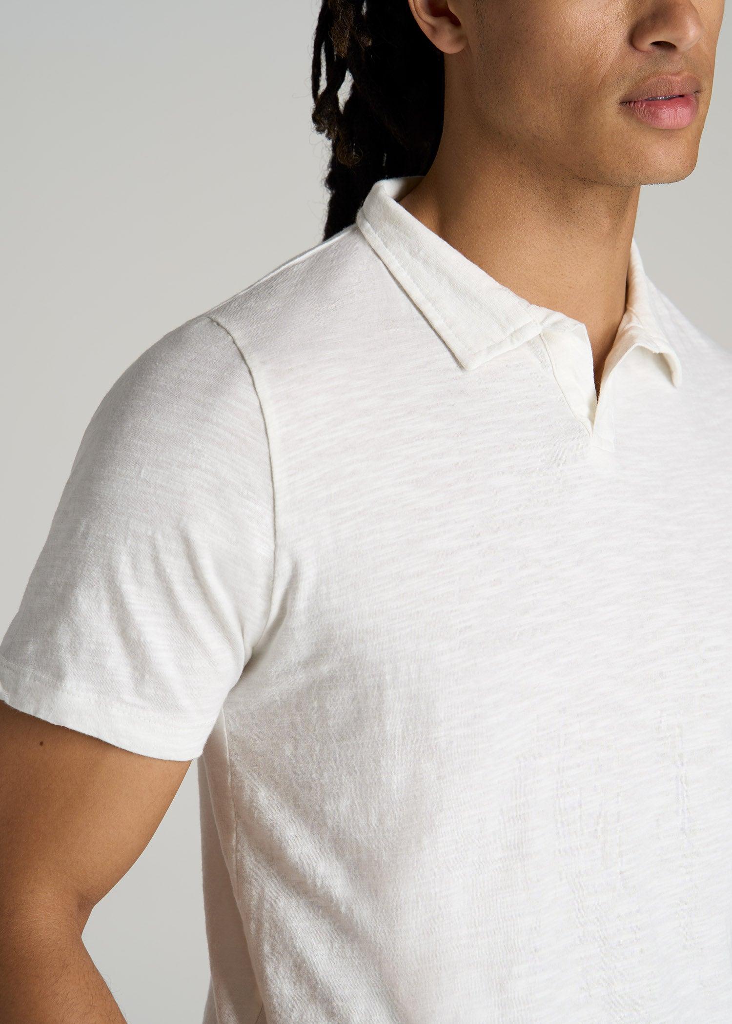 Slub Polo Shirt for Tall Men in Ecru Male Product Image