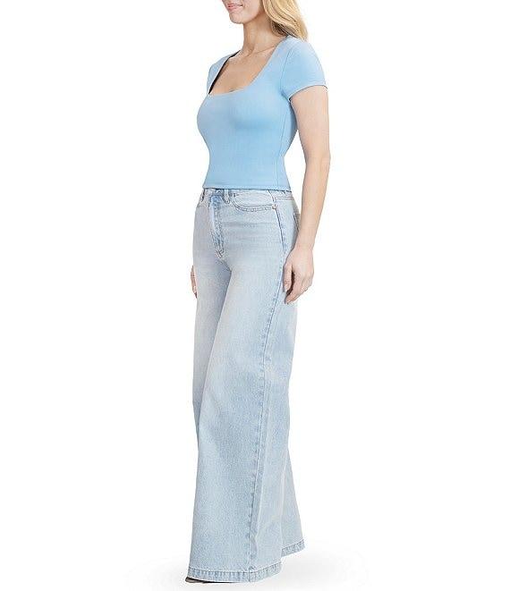 Stevie By Steve Madden Square Neck Cropped Short Sleeve Top Product Image