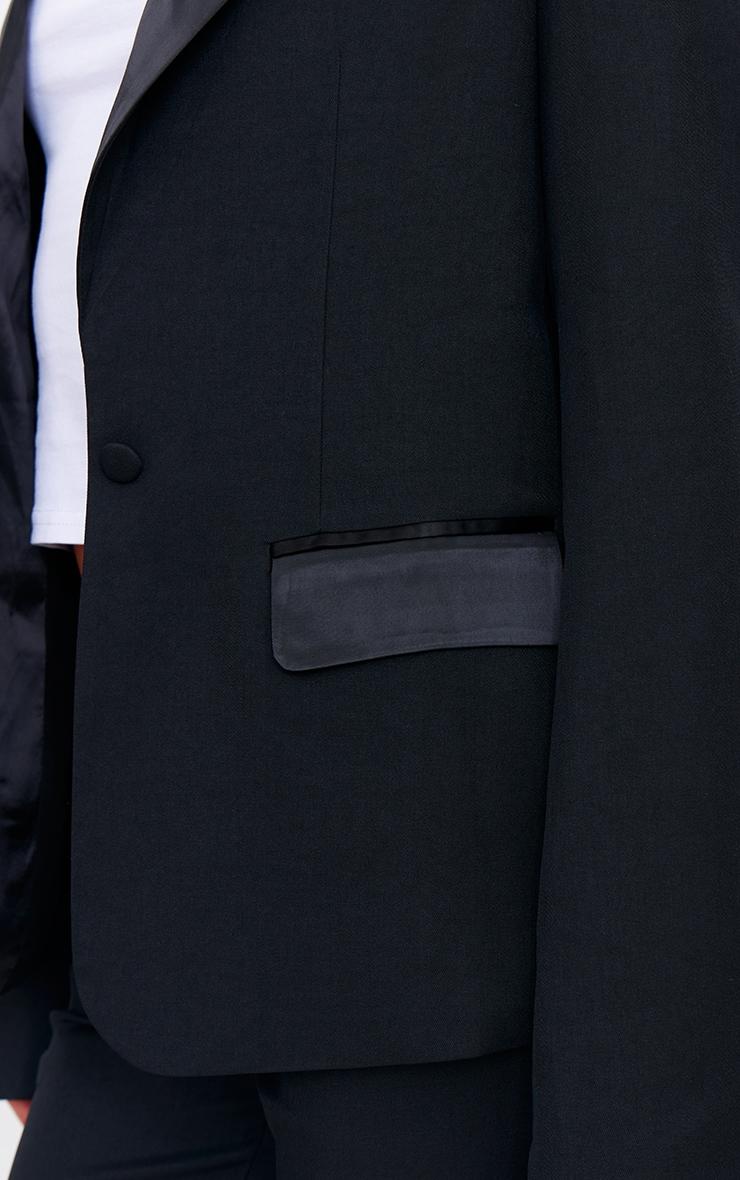 Tall Black Tuxedo Oversized Blazer Product Image
