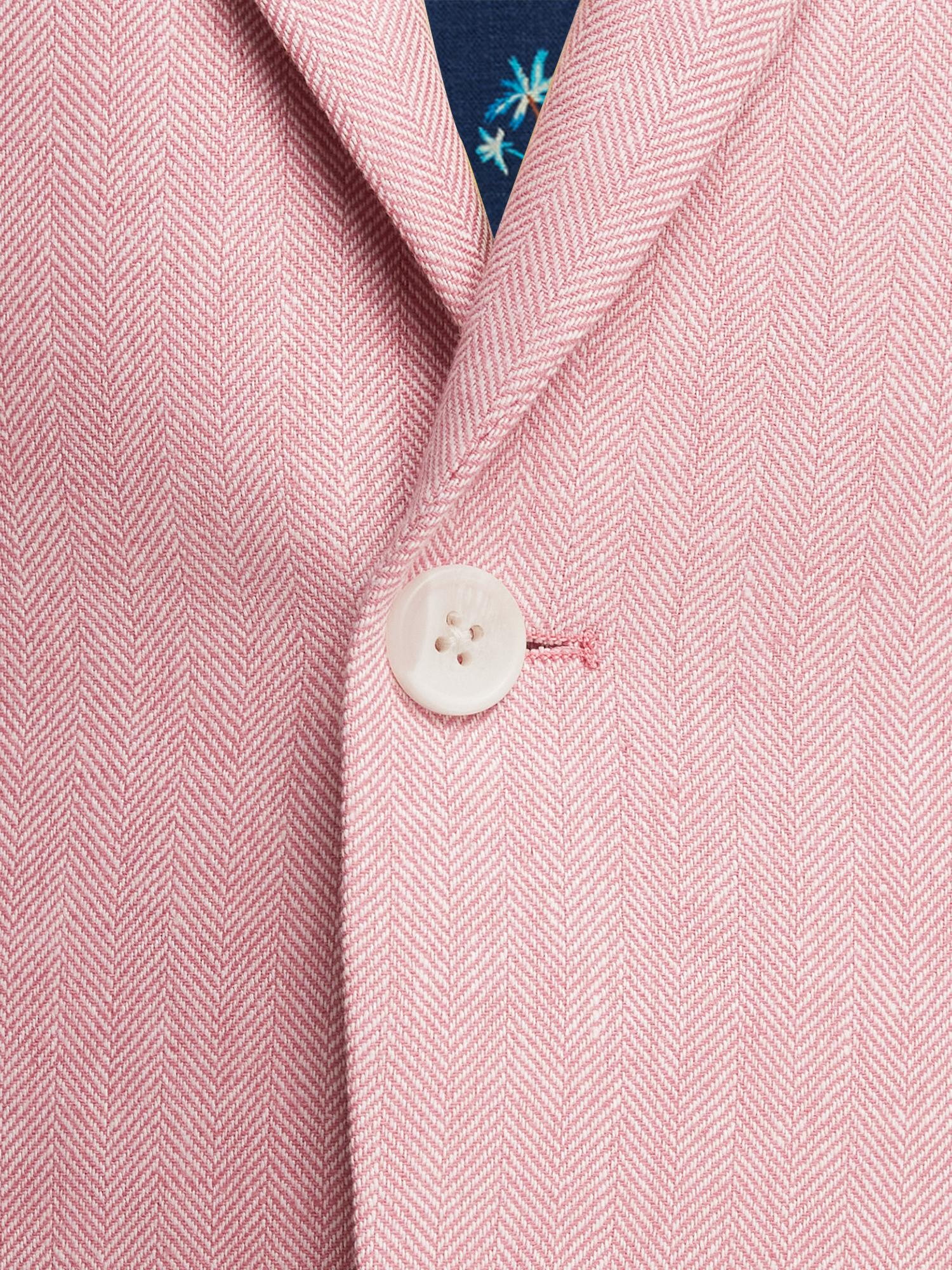 Linen Blend Herringbone Notch Lapel Sport Coat - Watermelon Product Image