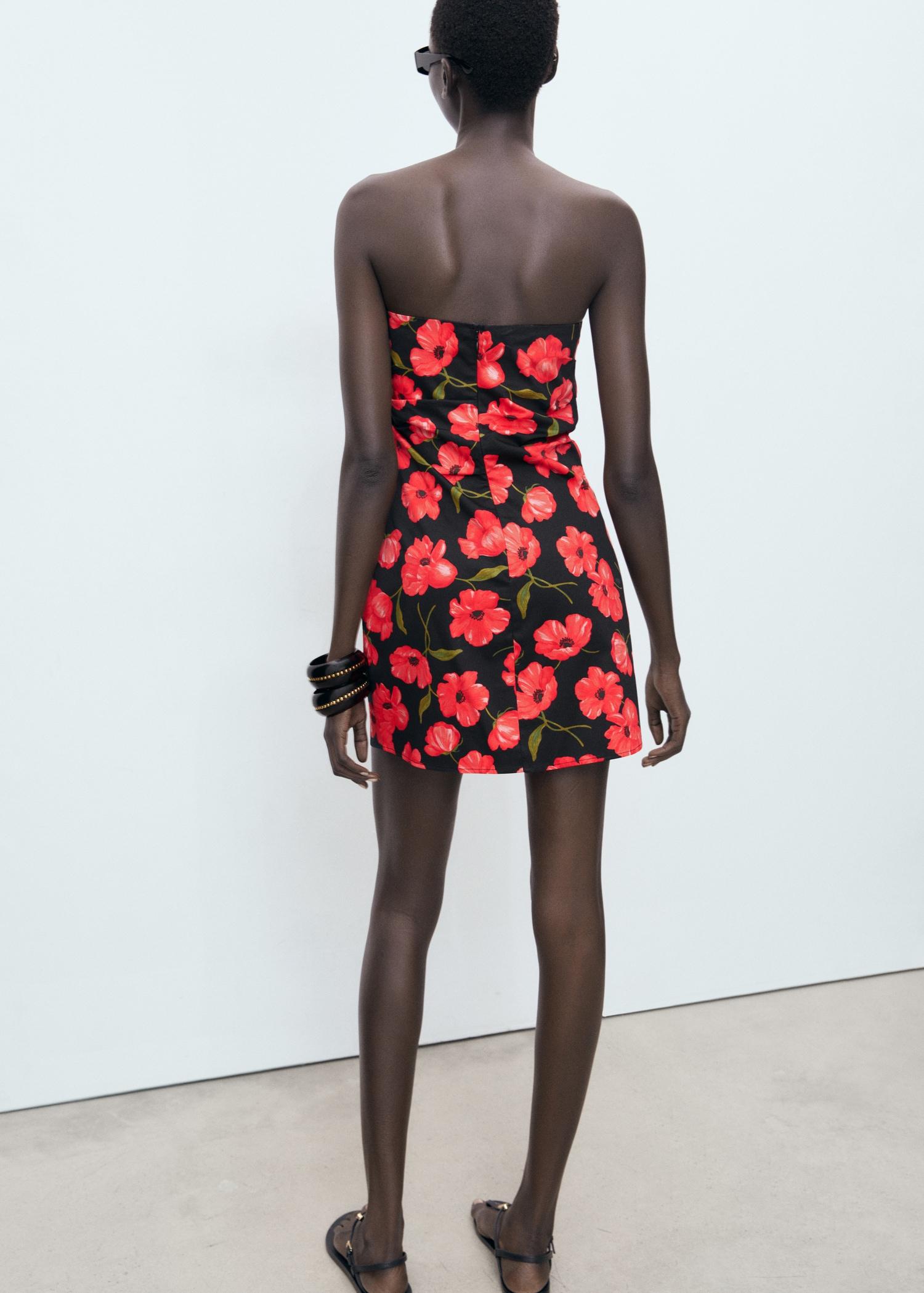 Strapless floral dress - Women | MANGO USA Product Image