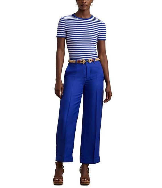 Lauren Ralph Lauren Stripe Ribbed Crew Neck Short Sleeve T-Shirt Product Image