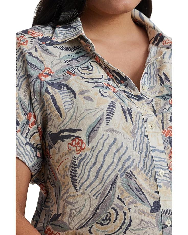 Linen-Blend Short-Sleeve V-Neck Sweater Product Image