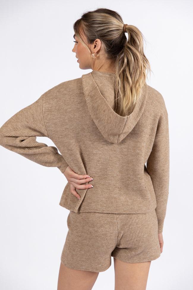 Cloud Chaser Mocha Sweater Knit Hoodie FINAL SALE Product Image