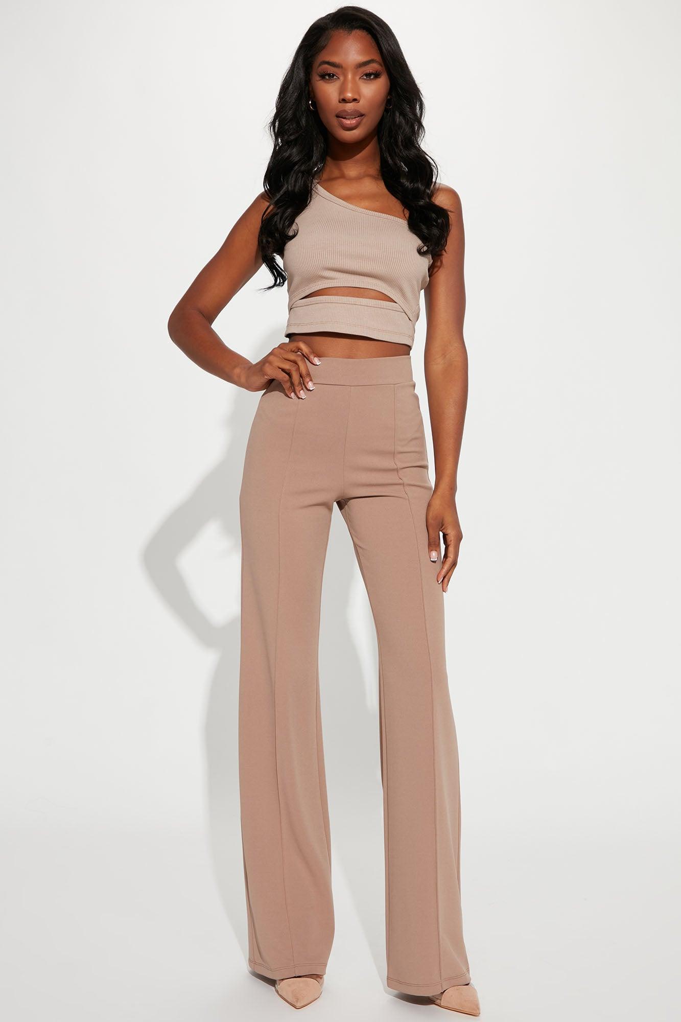 Tall Victoria High Waisted Dress Pants - Taupe Product Image