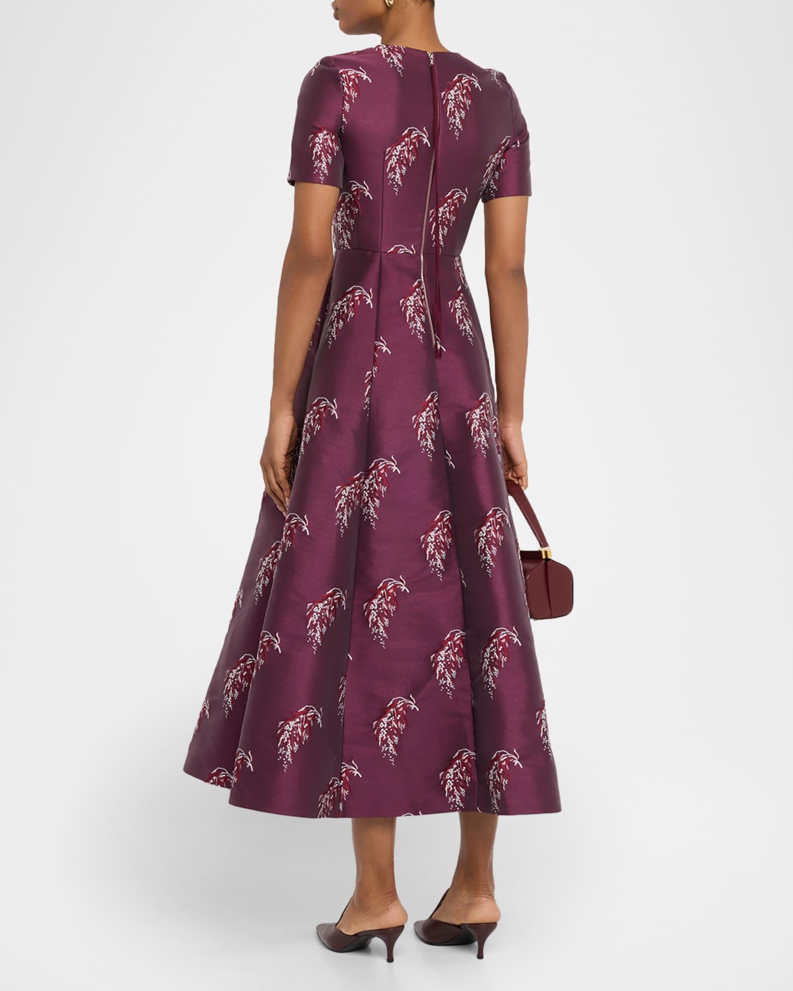 Evangeline Silk Jacquard Fit-&-Flare Midi Dress Product Image