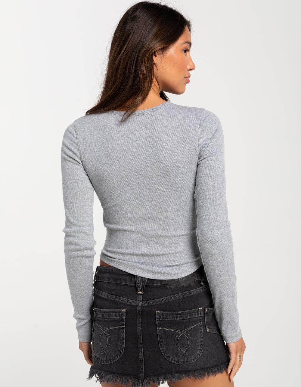 BDG Urban Outfitters Womens Button Up Henley - GRAY Product Image