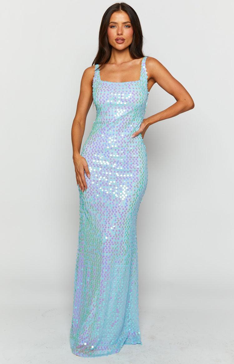 Nova Blue Sequin Maxi Dress Product Image