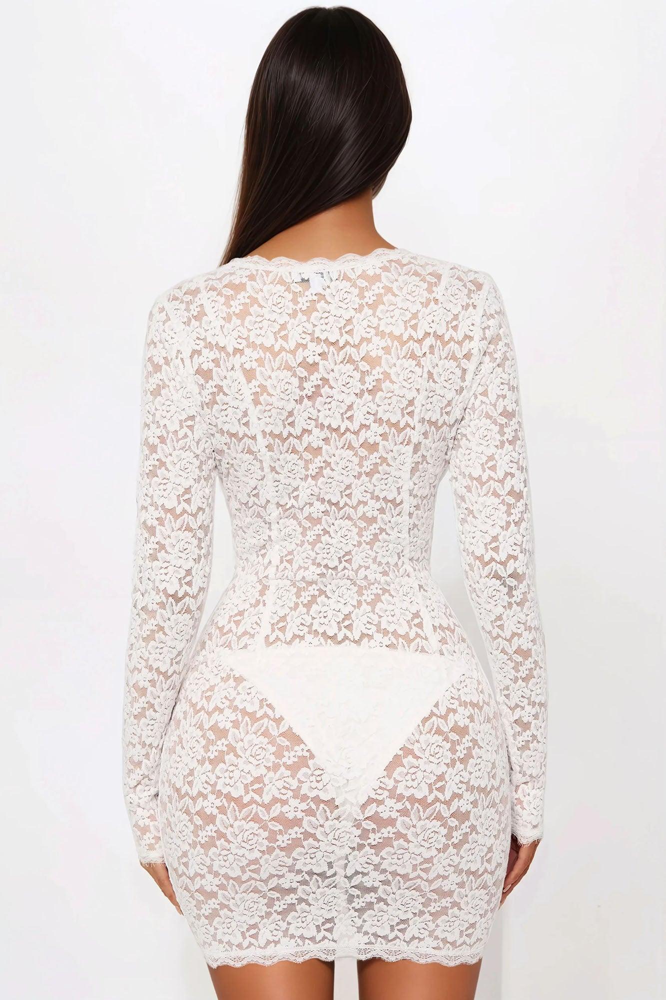 Victoria Lace Mini Dress - White Product Image