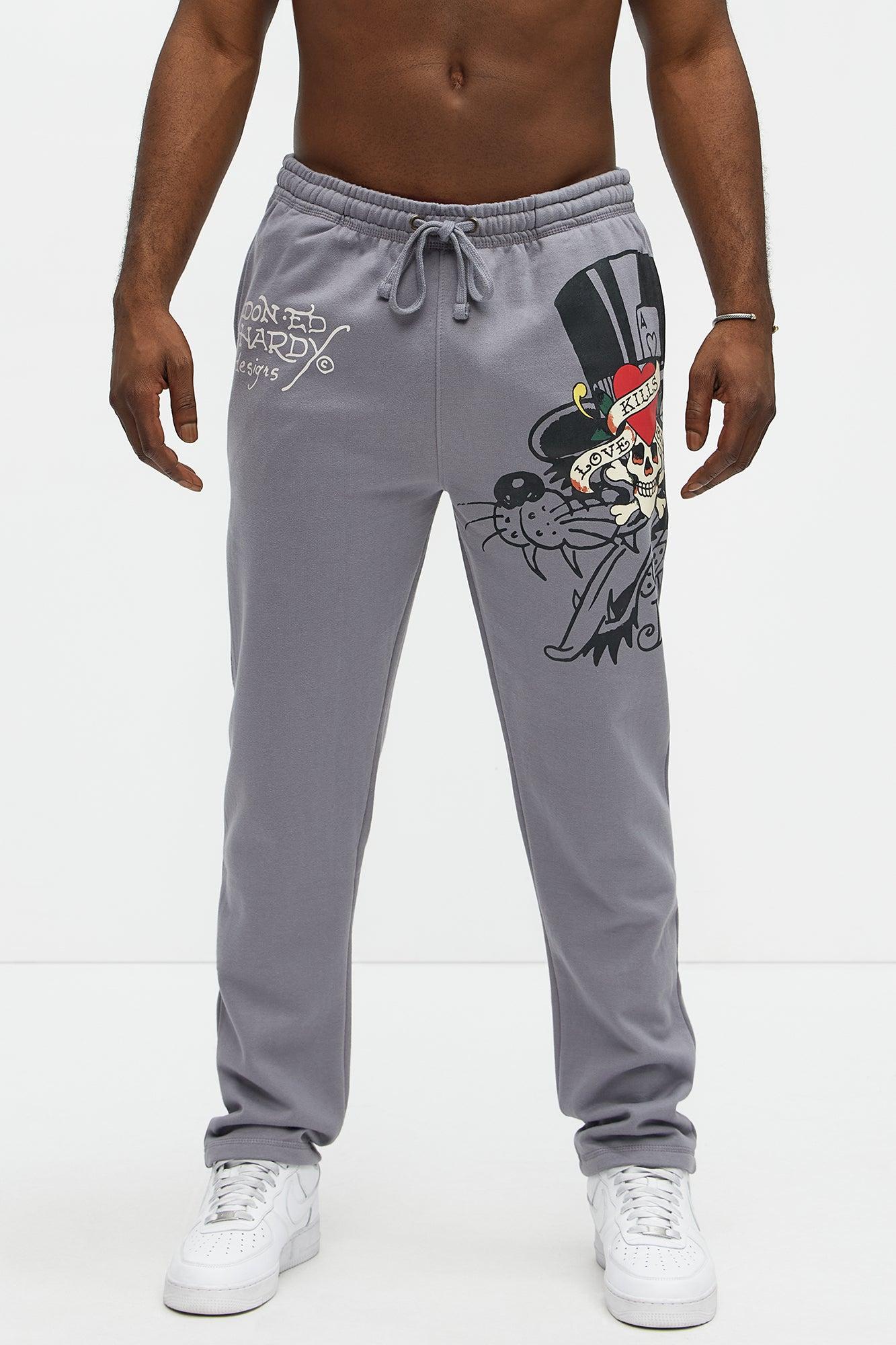 Ed Hardy Love Kills Skull Sweatpants - Grey Product Image