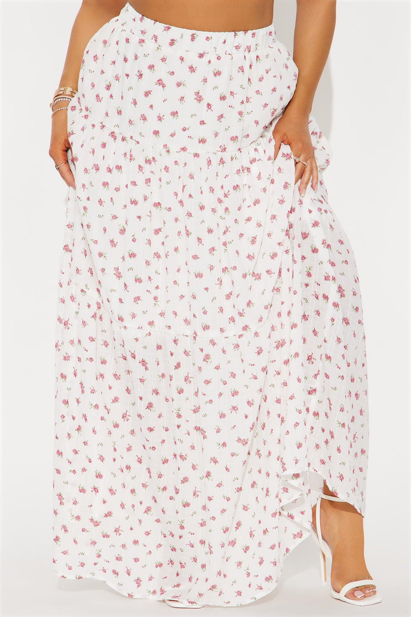 Malia Floral Tiered Maxi Skirt - Pink/combo Product Image