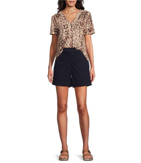 Westbound Animal Texture Short Sleeve V-Neck Top Product Image