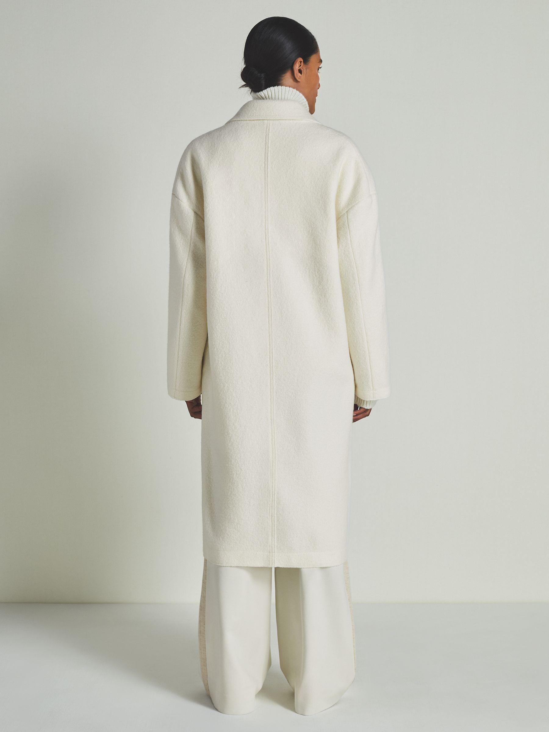 Reiss | Les 100 Ciels Boiled-Wool Bouclé Coat in Cream Product Image