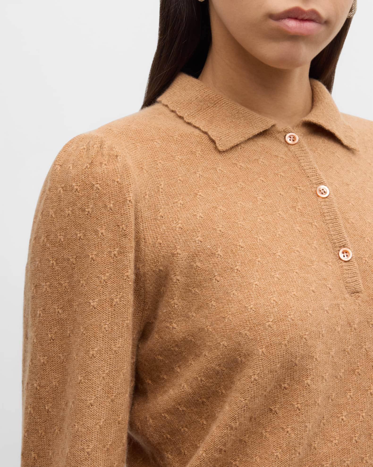 Scalloped Cashmere Polo Sweater Product Image